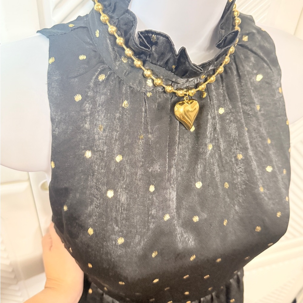 Elegant Black and Gold Polka Dot Dress - Picture 6 of 6